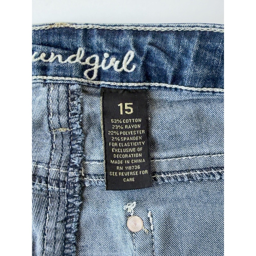Soundgirl Women's Juniors 15 Blue Medium Wash Skinny Jeans Stretch Embroidered - Picture 5 of 10
